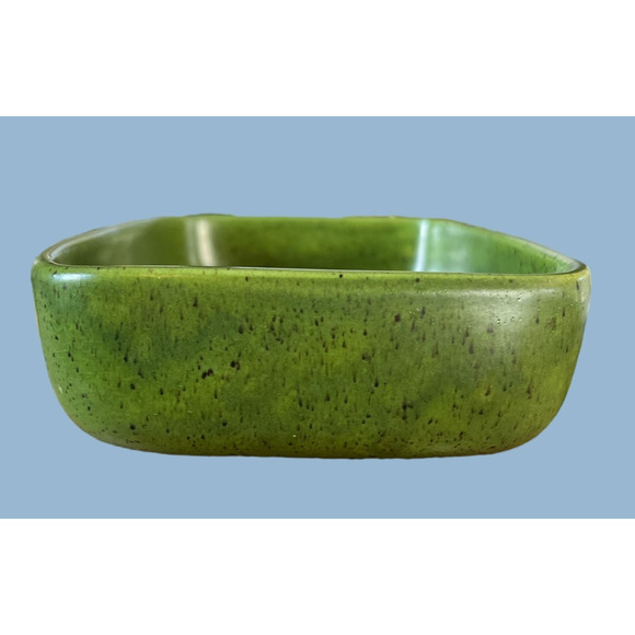 Vintage MCM Haeger 3832 Pottery Green Speckled Dish Rectangle Bulb Planter Retro - Picture 3 of 8